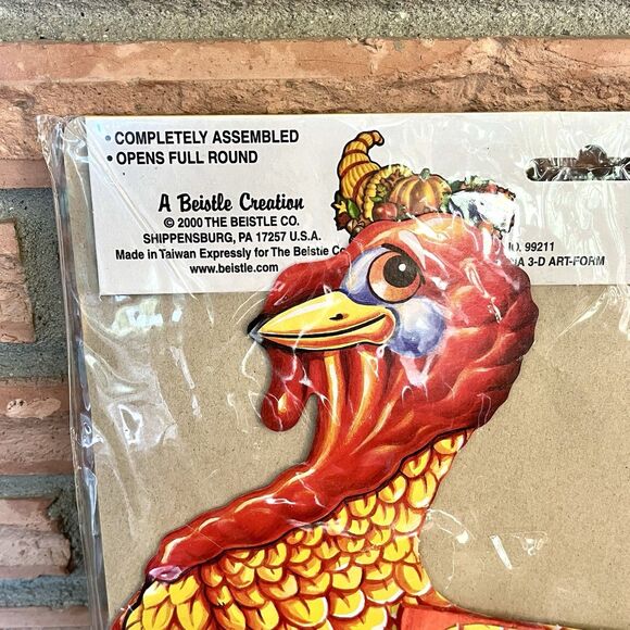 Vintage 2000 Beistle Thanksgiving Turkey Honeycomb Die Cut Centerpiece 9” NOS - Picture 3 of 3